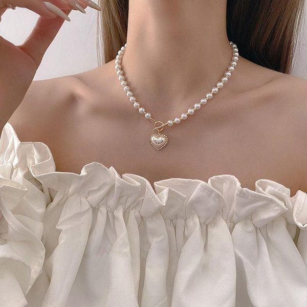 Pearl Beads Rhinestone Necklace - SEOUL STYLEZ