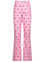 Pink Heart Printed Pants - SEOUL STYLEZ