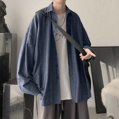 Plaid Long Sleeve Shirt - SEOUL STYLEZ