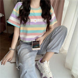 Rainbow Stripe T-Shirt - SEOUL STYLEZ