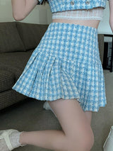 Summer Plaid Short Blazer and Skirt - SEOUL STYLEZ