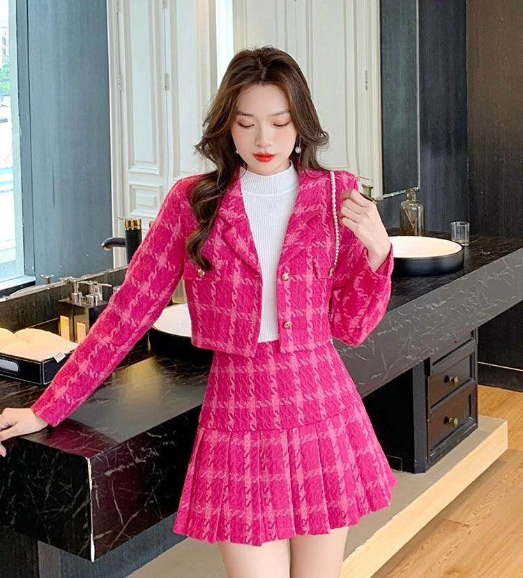 Women Custom made Hot Pink Vintage Style Tweed Suit – Fashion Pioneer